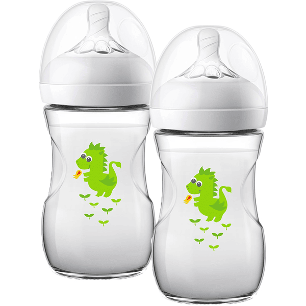 Philips Avent Natural pullo SCF070/24, 260ml, 2 kpl, lohikäärmeenvärinen