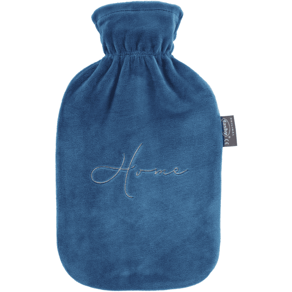 fashy ® Warmwaterkruik 2L met fleece hoes en borduursel, aqua