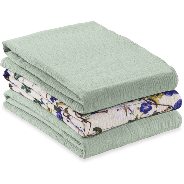 hauck Bøvseklude Cuddle N Clean Sæt med 3 Sage/Beige Floral 