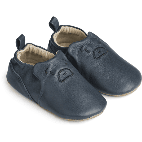 LIEWOOD Chaussons en cuir face d'ours classic navy 