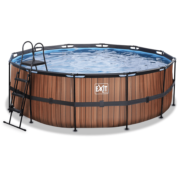 EXIT Frame Pool ø427x122cm (12v Sandfilter) – Holz optik
