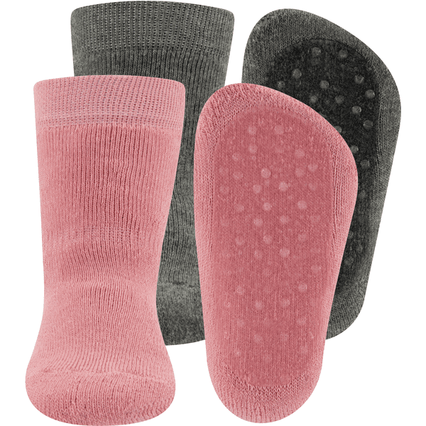 Ewers Stoppersocke 2er Pack grau/altrosa