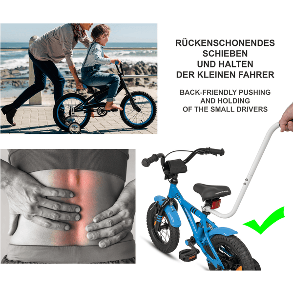 PROMETHEUS BICYCLES® Schiebestange - Schubstange für Kinderfahrrad schwarz  