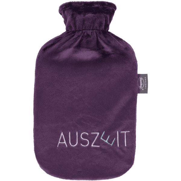 fashy ® Varmvattenflaska 2L med fleeceöverdrag och broderi, violett