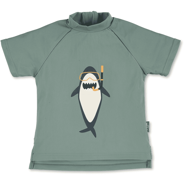 Sterntaler Camisa de baño de manga corta Shark Verde Oscuro 