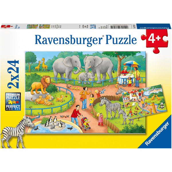 Ravensburger Puzzle 2x24 - En dag i zoologisk have