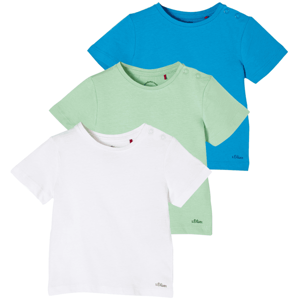 s. Olive r T-shirt 3-pack white / light green /turquoise