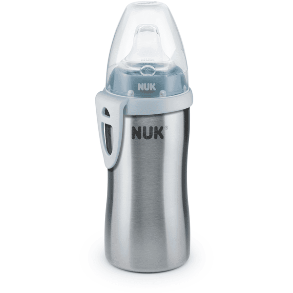 NUK Trinkflasche Active Cup blau aus Edelstahl ab 12. Monate