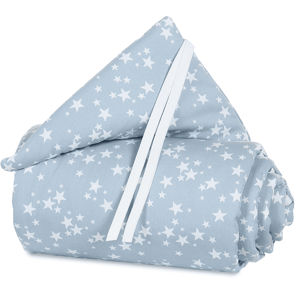 babybay® Nestchen Piqué Mini/Midi azurblau Sterne weiß 157 x 25 cm
