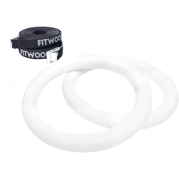 Fitwood Gymnastické kruhy ULPU, bílé - černé pásky