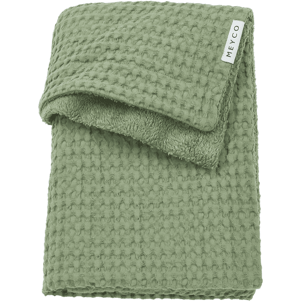 MEYCO olive green Babytæppe Waffle Teddy 75 x 100 cm