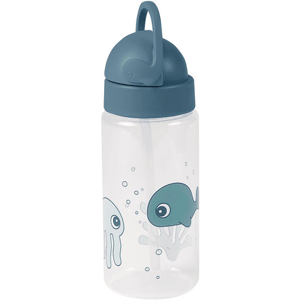 Done by Deer™ Trinkflasche mit Strohhalm Sea friends in blau