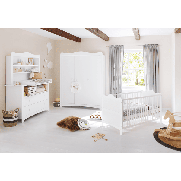 Pinolino Dětský pokoj Florentina 3 dveře, extra široká komoda, policová skříň a postel 60 x 120 cm