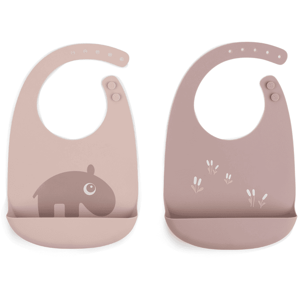 Done by Deer™ Bavoir bébé Ozzo silicone rose lot de 2