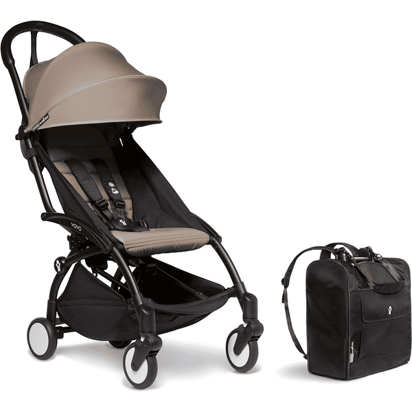 BABYZEN Kinderwagen YOYO2 6+ Black mit Textilset Taupe und Backpack YOYO Black