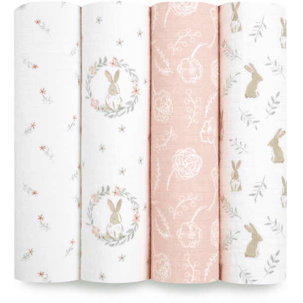 aden +anais™ Musslin Puck Cloth 4-Pack Blusching Bunnies 112 x 112