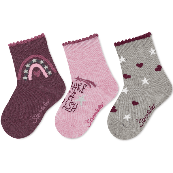Sterntaler Dětské ponožky 3-Pack Rainbow Pink 