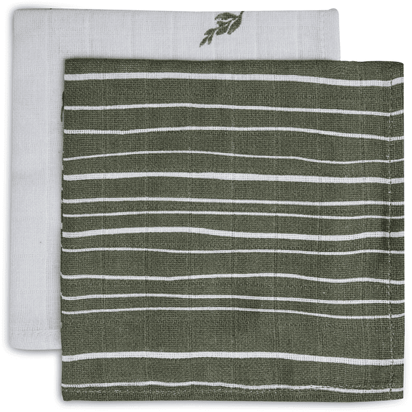 jollein Pussiliina musliini 2-pack Stripe Olive Leaf Green 
