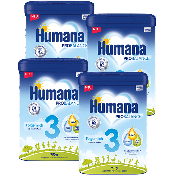 Humana Folgemilch 3 4x 750g ab dem 10. Monat