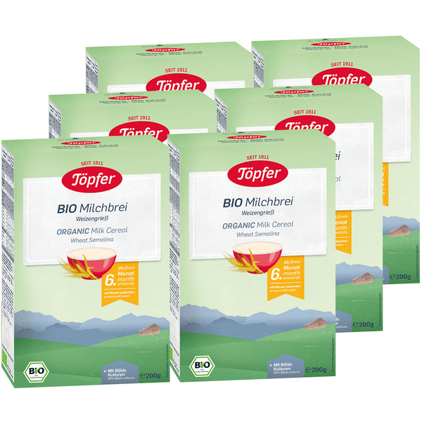 Töpfer Bio Milchbrei Weizengrieß 6 x 200 g nach dem 6. Monat