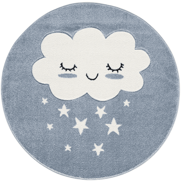 LIVONE Kinderteppich Kids love Rugs WOLKE Rund balu/weiss