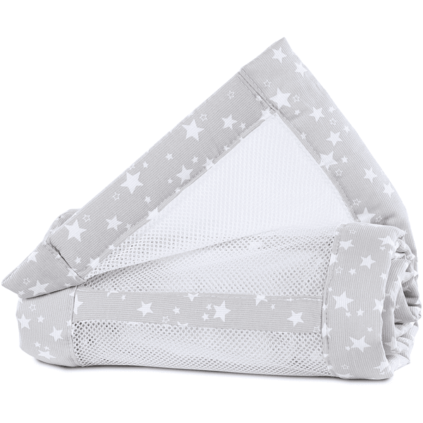 babybay® Nestchen Mesh-Piqué für Maxi, Boxspring und Comfort perlgrau Sterne 168x24 cm