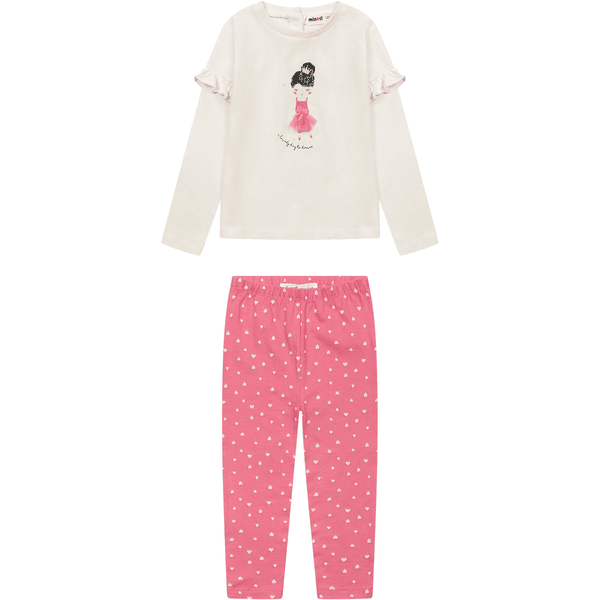 Minoti Zestaw koszulka longsleeve + legginsy różowy