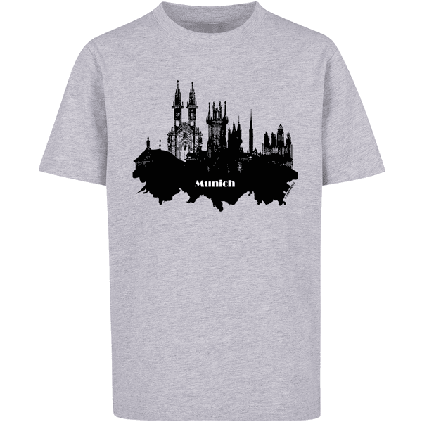 F4NT4STIC T-Shirt Cities Collection - Munich skyline heather grey