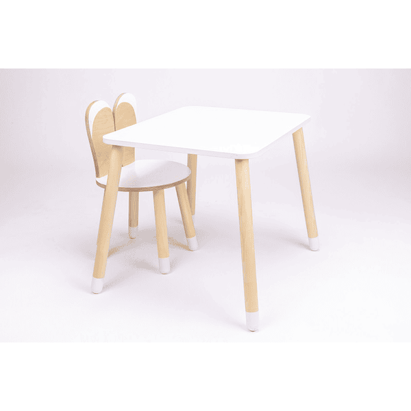 Family-SCL bord og stol Bunny hvid/natur