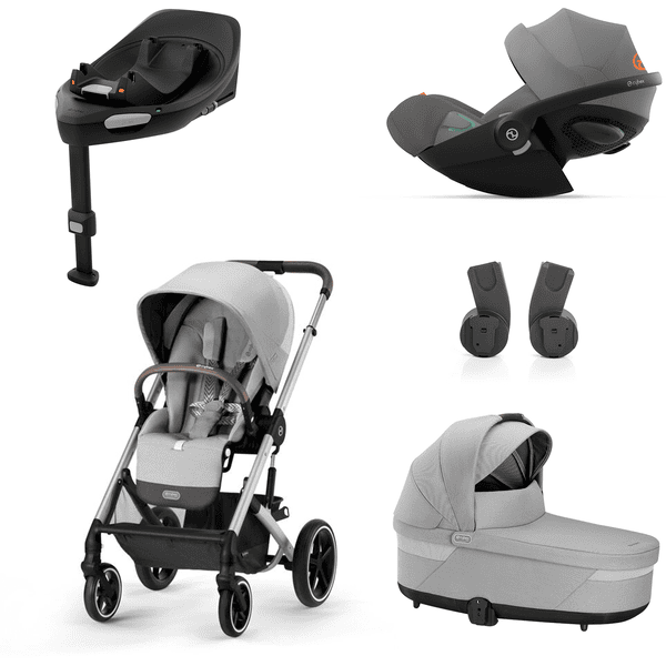 cybex GOLD Balios Silver i-Size Black Adapter Barnevognssæt S Lux Lava Grey inkl. barneseng S Lux Lava Grey, Cloud G babyautostol Plus Moon Plus og Base G basestation