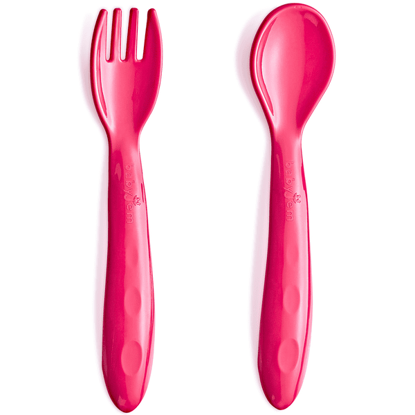 BabyJem Lepel- en vorkenset 2 stuks BPA vrij Roze