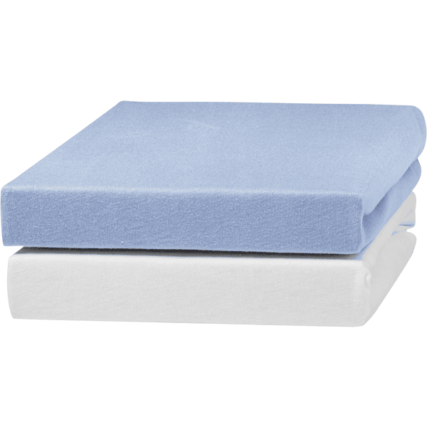 urra Jersey hoeslaken 2-pack 70 x 140 cm wit/blauw