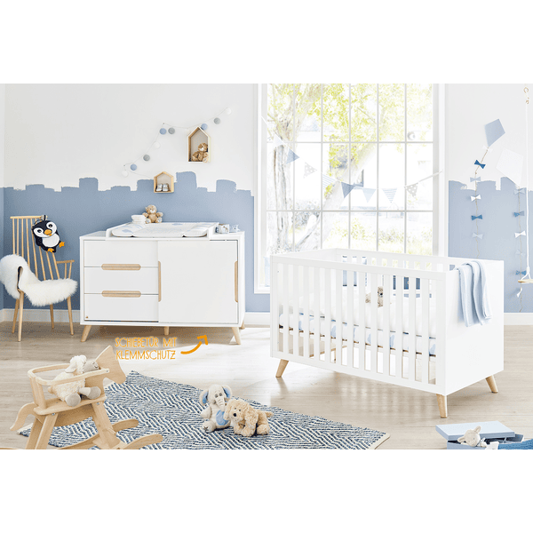 Pinolino Ensemble lit bébé commode à langer Move blanc/naturel