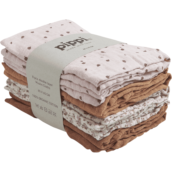 pippi Muslin Tücher 8er-Pack Mocha Mousse