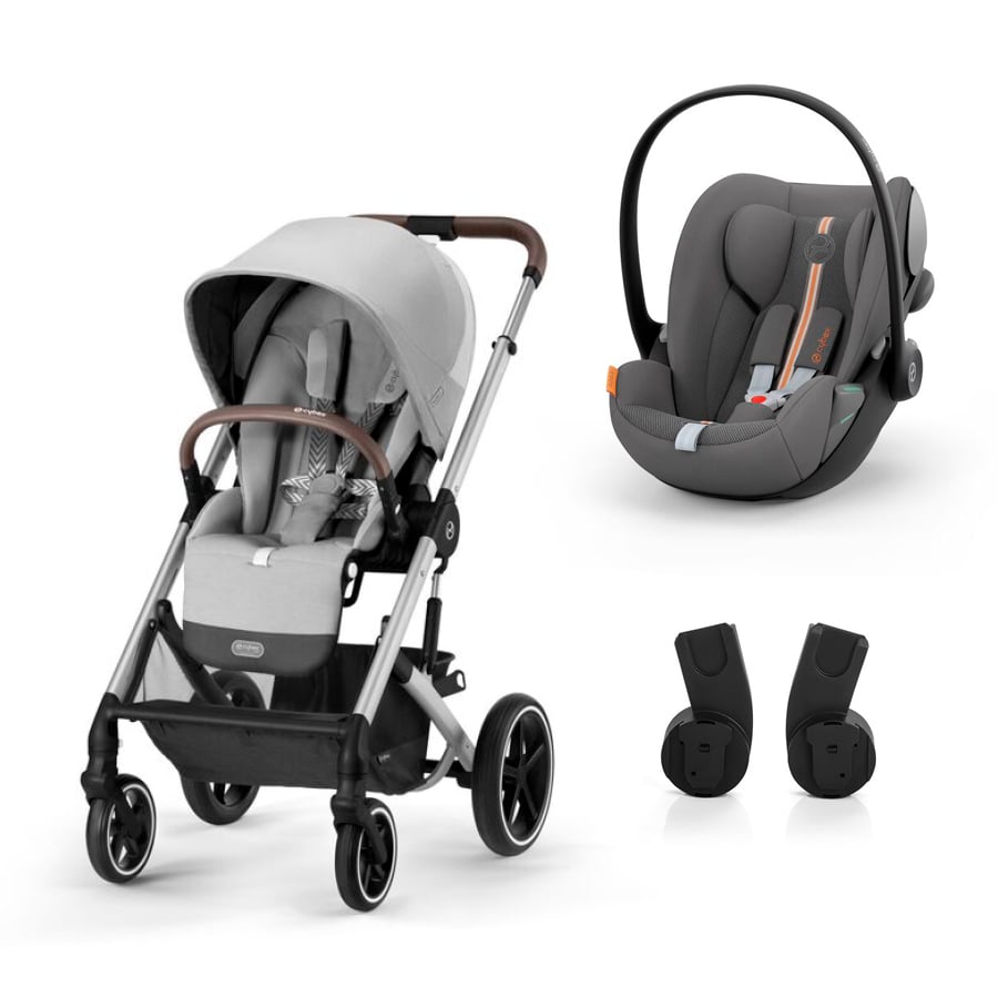 cybex GOLD Kinderwagen Balios S Lux Silver Lava Grey inclusief baby-autostoeltje Cloud G i-Size Plus Lava Grey en Adapter 