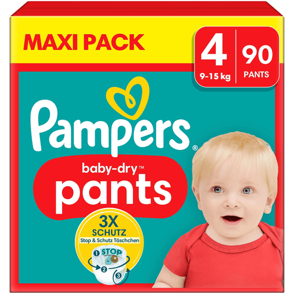 Pampers Baby-Dry broekjes, maat 4 Maxi, 9-15kg, Maxi-verpakking (1 x 90 broekjes