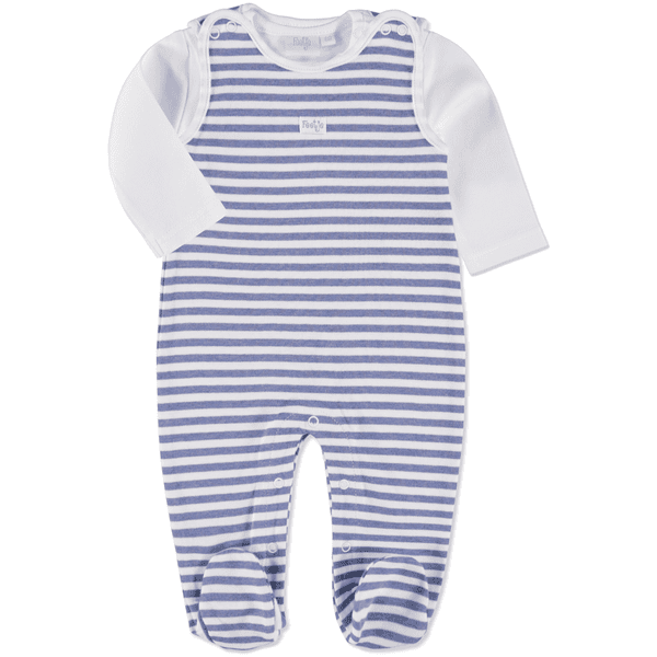 FEETJE Ensemble grenouillère bébé, rayures, bleu clair