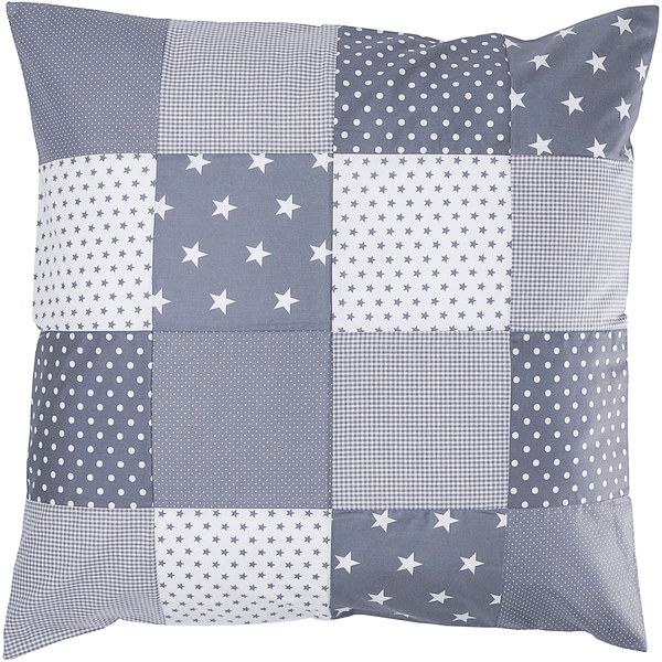 Ullenboom Taie d'oreiller enfant patchwork étoiles grises 80x80 cm
