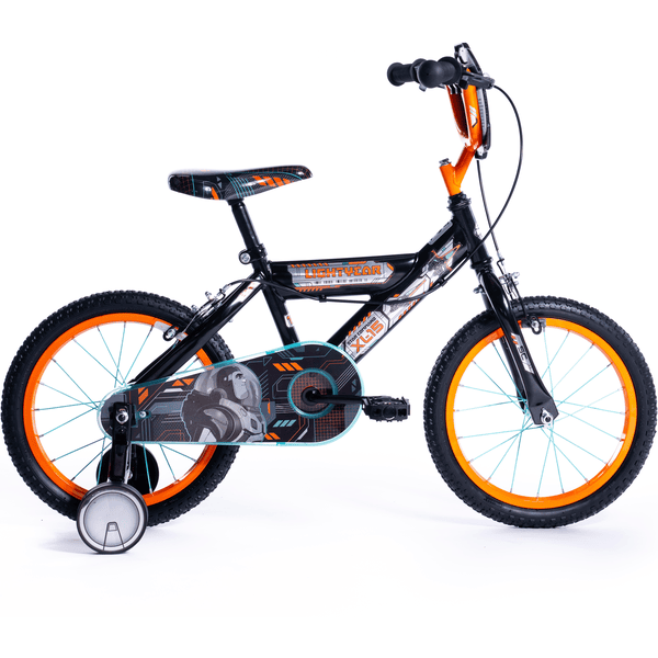 Huffy Vélo enfant Buzz l'Éclair 16 pouces stabilisateurs, noir/orange