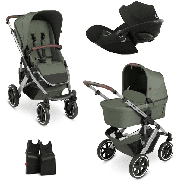 ABC DESIGN Kombikinderwagen Salsa 4 Air Olive Kollektion 2024 inkl. cybex GOLD Babyschale Cloud G i-Size Plus Moon Black Plus und Adapter 