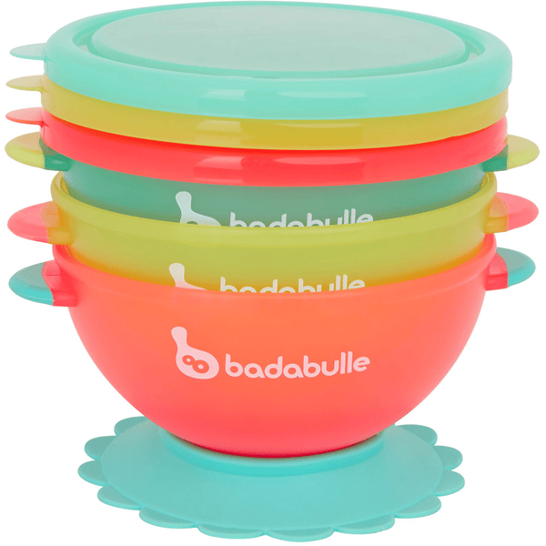 Lot de 3 bols avec couvercle 'Badabulle' - Bleu/jaune/rose - Kiabi - 10.00€
