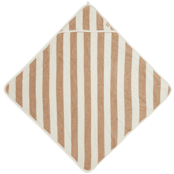 jollein Ręcznik kąpielowy z kapturem Stripe Terry 75x75cm Biscuit