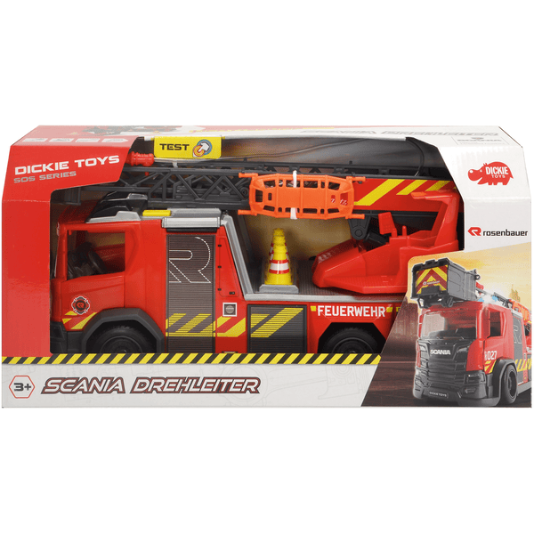 camion de pompier grande echelle man sonore et lumineux 30 cm - dickie toys  sos