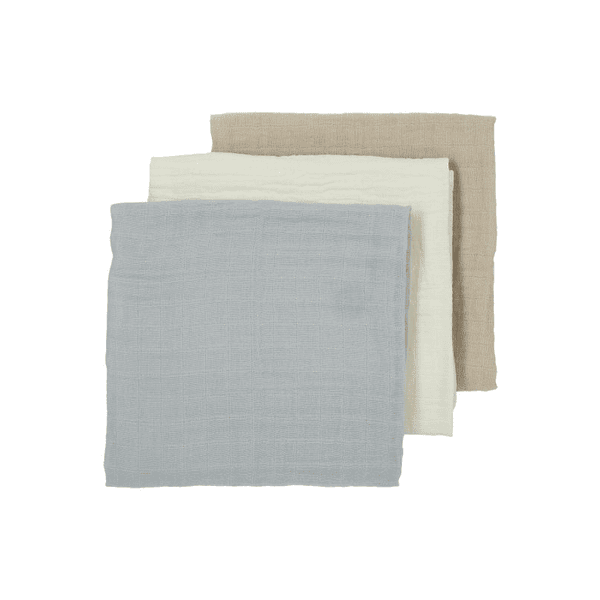 MEYCO Musslin mušelínové pleny 3-pack Uni Off white / Light Grey/ Sand 