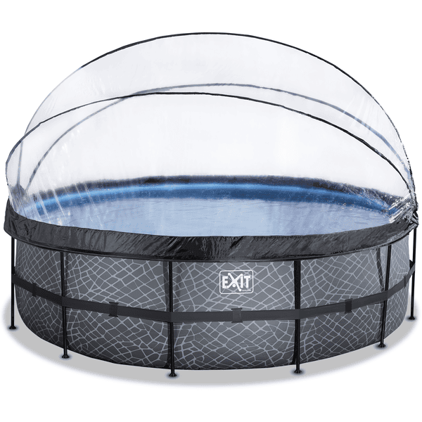 EXIT Frame Pool ø488x122cm(12v Sandfilter) – Grau + Sonnendach