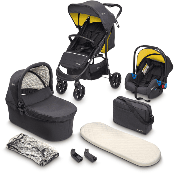 babyGO Carro de bebé Combi 3 en 1 Mostaza