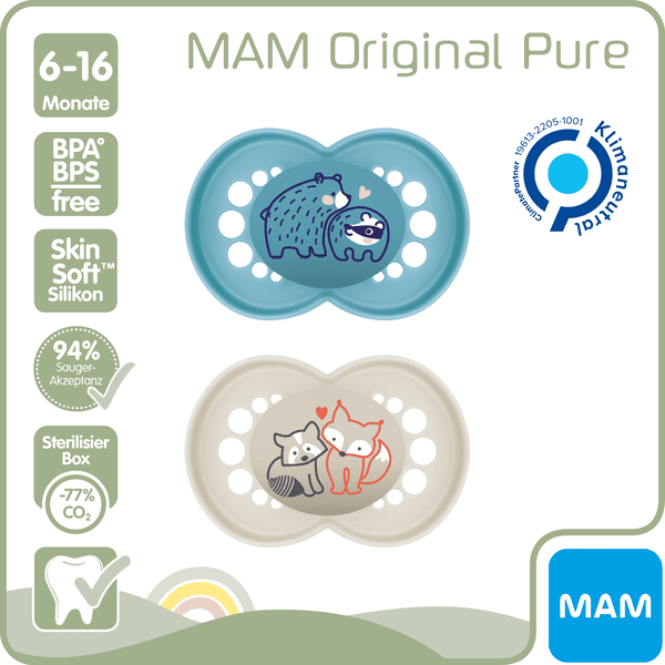 MAM Sucette Original Pure Siliconen - 0-6 mois - Unisexe, Sucette 100%  durable MAM
