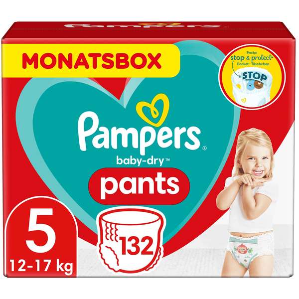 Pampers Pañales Baby Dry nappy Pants Tamaño 5 Junior 132 Pañales 12 - 17 kg Pack mensual