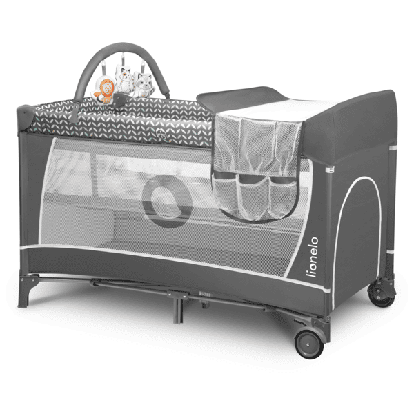 lionelo Cuna de viaje Flower Grey Scandi