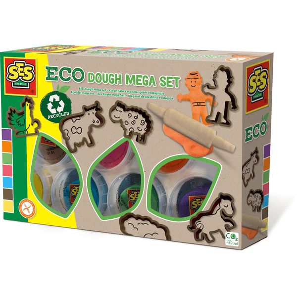 SES Creative® Eco Knete mega Set mit Ausstechförmchen - Tiere